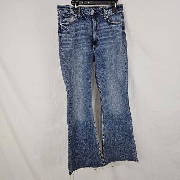 RAG & BONE CASEY HIGH RISE FLARE JEANS NORWALK DISTRESSED STRETCH DENIM sz 32 - Picture 1 of 7